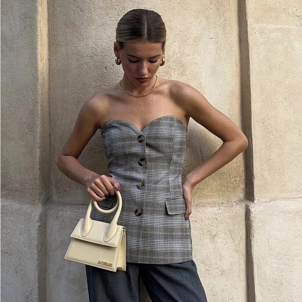 Zara Plaid Bustier Top